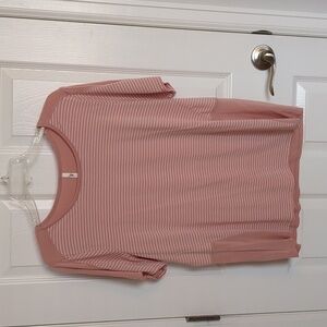 Jillian Nicole Pink & White Striped Top - L
